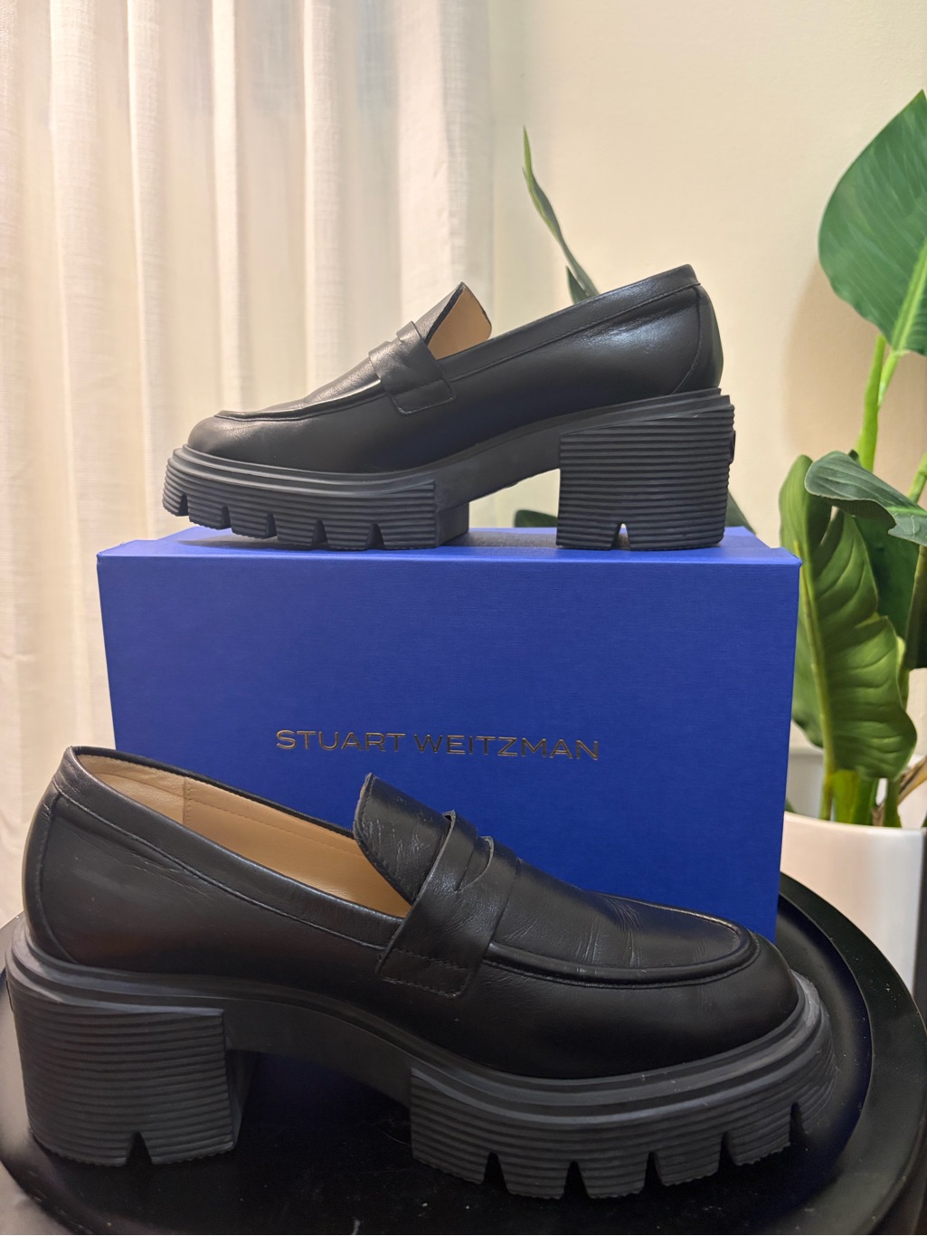 Stuart Weitzman Soho Loafer Black Smooth Leather